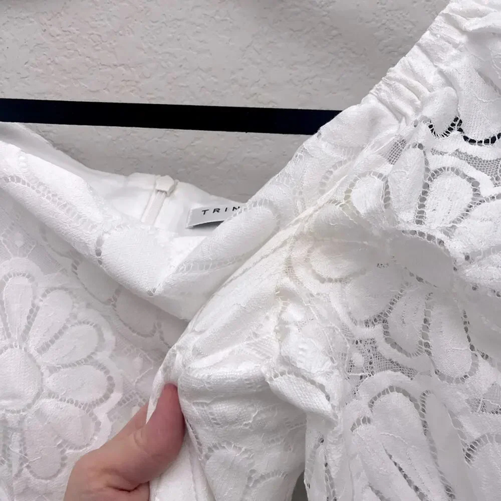 Trina Turk Lace Off The Shoulder Dress 2 White Bridal Shower Bachelorette - Picture 4 of 7